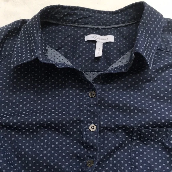 Curvy Cut Denim Polka Dot Button Down Shirt US 14 - Picture 3 of 11